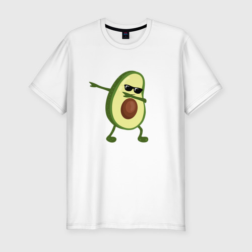 Мужская приталенная футболка из хлопка с принтом Авокадо дэб, вид спереди №1