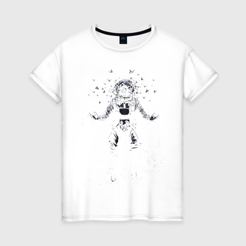 Женская футболка хлопок Космонавт, цвет белый