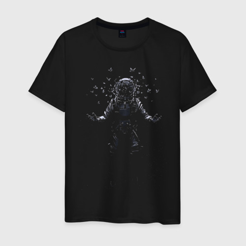 Мужская футболка хлопок Космонавт, цвет черный