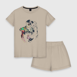 Женская пижама с шортиками хлопок Глубокий космос