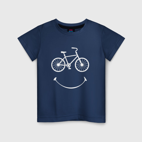 Детская футболка хлопок Велоулыбка мужской, цвет темно-синий