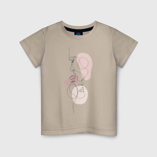 Детская футболка хлопок Эстетика минимализм, цвет миндальный