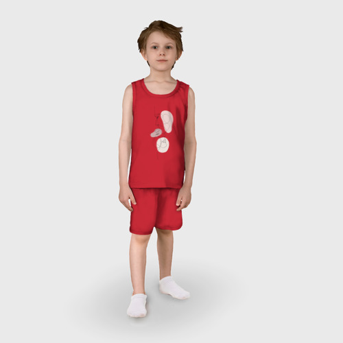 Детская пижама с шортами хлопок Эстетика минимализм, цвет красный - фото 3