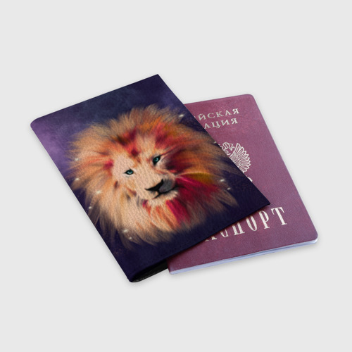 Обложка для паспорта матовая кожа Space Lion, цвет черный - фото 3