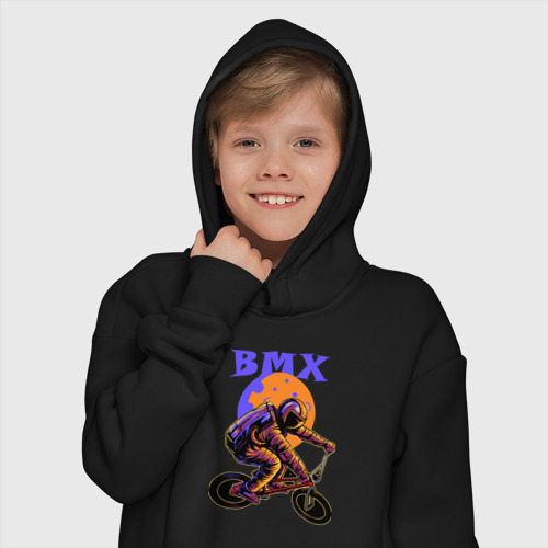 Детское худи Oversize хлопок BMX в космосе, цвет черный - фото 12