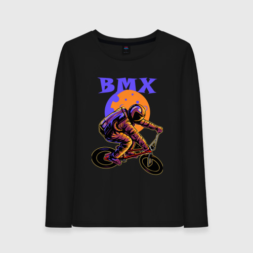 Женский лонгслив хлопок BMX в космосе, цвет черный