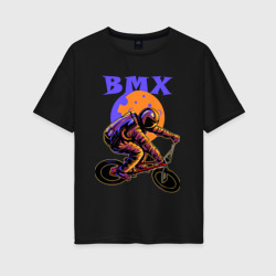 Женская футболка хлопок Oversize BMX в космосе