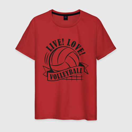 Мужская футболка хлопок LIVE! LOVE! VOLLEYBALL!, цвет красный