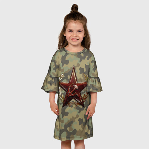 Детское платье 3D с принтом Советская звезда, вид сбоку #3
