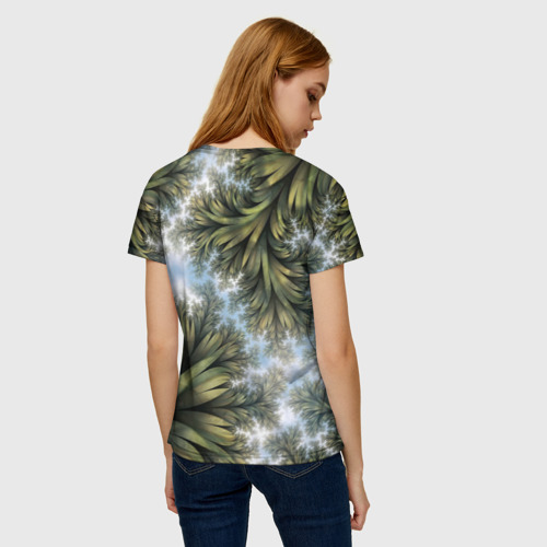 Женская футболка 3D Зеленые листья, цвет 3D печать - фото 4