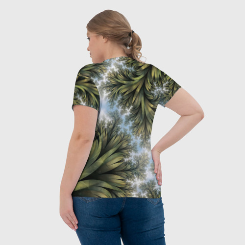 Женская футболка 3D Зеленые листья, цвет 3D печать - фото 7