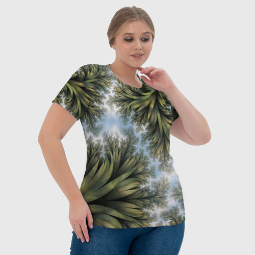 Женская футболка 3D Зеленые листья, цвет 3D печать - фото 6