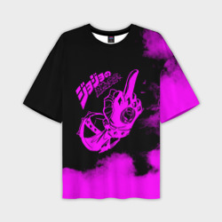 Мужская футболка oversize 3D ДжоДжо fuck фиолетовый