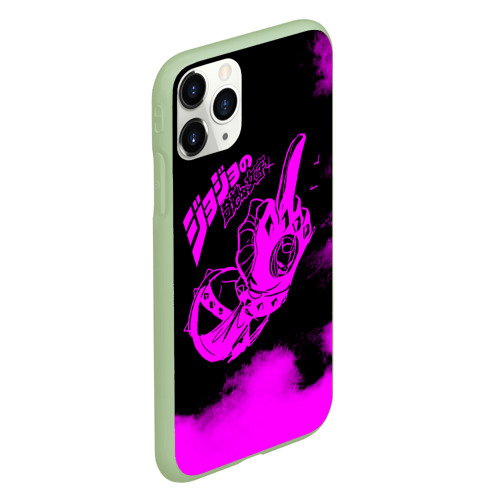Чехол для iPhone 11 Pro матовый ДжоДжо fuck фиолетовый, цвет салатовый - фото 3