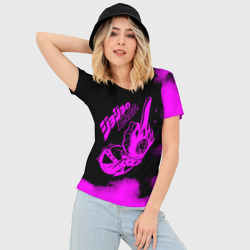 Женская футболка 3D Slim ДжоДжо fuck фиолетовый - фото 2