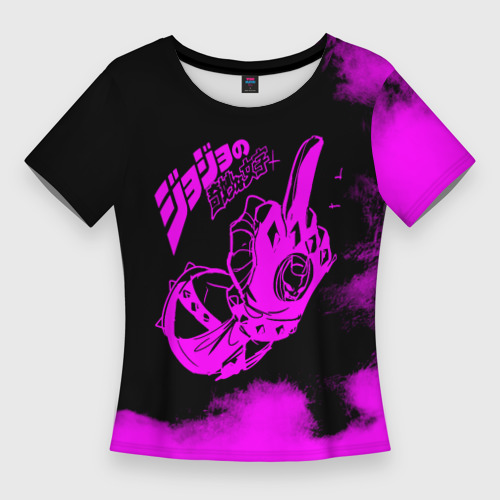 Женская футболка 3D Slim ДжоДжо fuck фиолетовый, цвет 3D печать