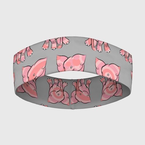 Повязка на голову 3D Розовые слоники паттерн