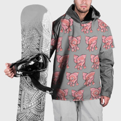 Накидка на куртку 3D Розовые слоники паттерн