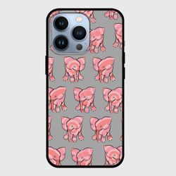 Чехол для iPhone 13 Pro Розовые слоники паттерн