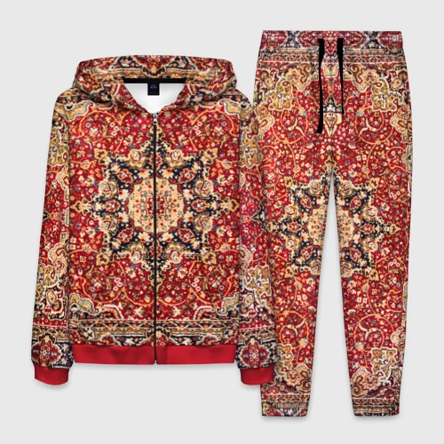 Мужской 3D костюм с принтом Ковер на стене, вид спереди #2