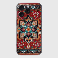 Чехол для iPhone 16 Pro Max силиконовый с защитой камеры Текстура советского ковра с геометрическими узорами