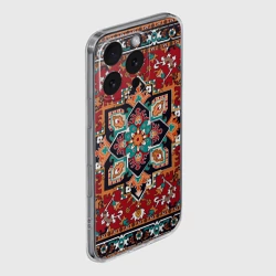 Чехол для iPhone 16 Pro Max силиконовый с защитой камеры Текстура советского ковра с геометрическими узорами - фото 2