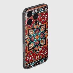 Чехол для iPhone 16 Pro силиконовый с защитой камеры Текстура советского ковра с геометрическими узорами - фото 2