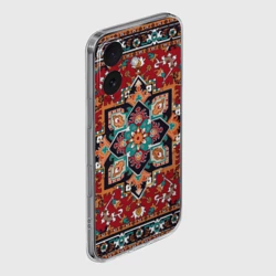 Чехол для iPhone 16 силиконовый с защитой камеры Текстура советского ковра с геометрическими узорами - фото 2