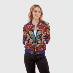 Женский бомбер 3D Текстура советского ковра с геометрическими узорами - фото 2