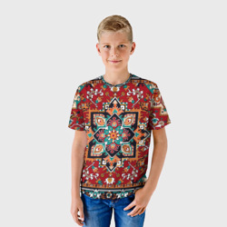 Детская футболка 3D Текстура советского ковра с геометрическими узорами - фото 2