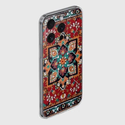 Чехол для iPhone 15 Pro силиконовый с защитой камеры Текстура советского ковра с геометрическими узорами - фото 2