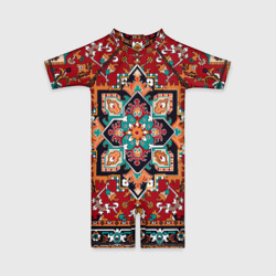 Детский купальный костюм 3D Текстура советского ковра с геометрическими узорами