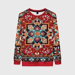 Женский свитшот 3D Текстура советского ковра с геометрическими узорами