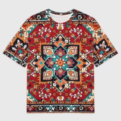 Мужская футболка oversize 3D Текстура советского ковра с геометрическими узорами