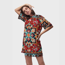 Платье-футболка 3D Текстура советского ковра с геометрическими узорами - фото 2