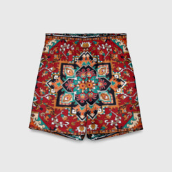 Детские спортивные шорты 3D Текстура советского ковра с геометрическими узорами