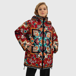 Женская зимняя куртка Oversize Текстура советского ковра с геометрическими узорами - фото 2