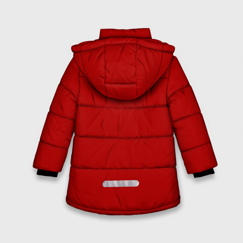 Зимняя куртка для девочек 3D с принтом Убийца Акаме на красном фоне, вид сзади #1