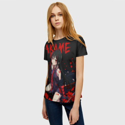 Женская футболка 3D Убийца Акаме на черно-красно фоне - фото 2