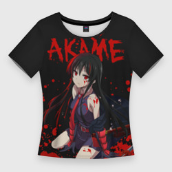 Женская футболка 3D Slim Убийца Акаме на черно-красно фоне