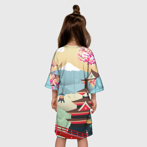 Детское платье 3D с принтом Tokyo, вид сзади #2