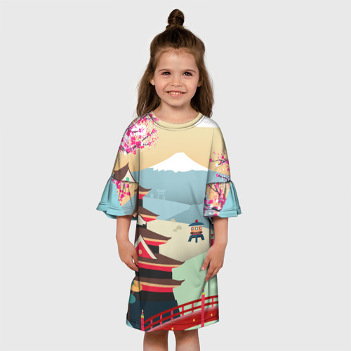Детское платье 3D с принтом Tokyo, вид сбоку #3