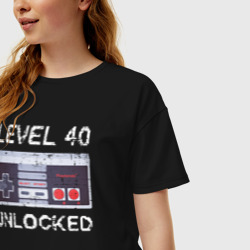 Женская футболка хлопок Oversize Level 40 Unlocked - фото 2