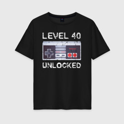 Женская футболка хлопок Oversize Level 40 Unlocked