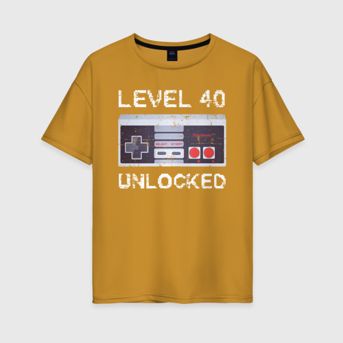Женская футболка хлопок Oversize Level 40 Unlocked, цвет горчичный