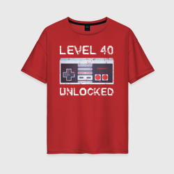 Женская футболка хлопок Oversize Level 40 Unlocked