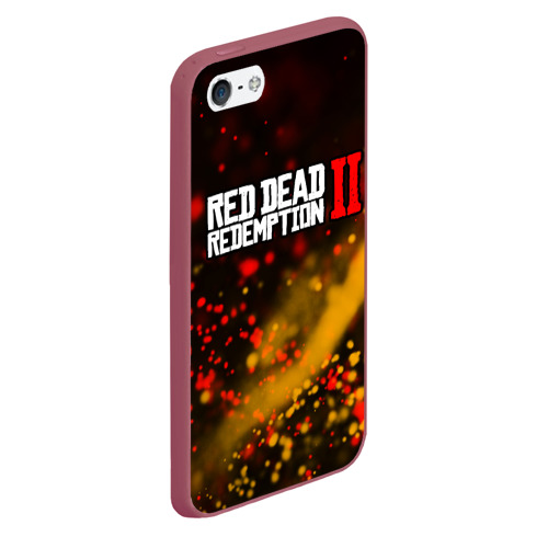 Чехол для iPhone 5/5S матовый Red dead Redemption 2, цвет малиновый - фото 3