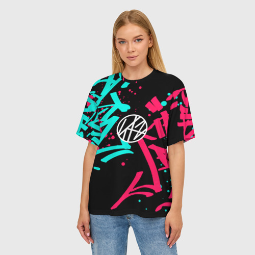 Женская футболка oversize 3D Stray Kids, цвет 3D печать - фото 3