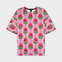 Мужская футболка oversize 3D Декор из нежных роз