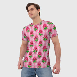 Мужская футболка 3D Декор из нежных роз - фото 2